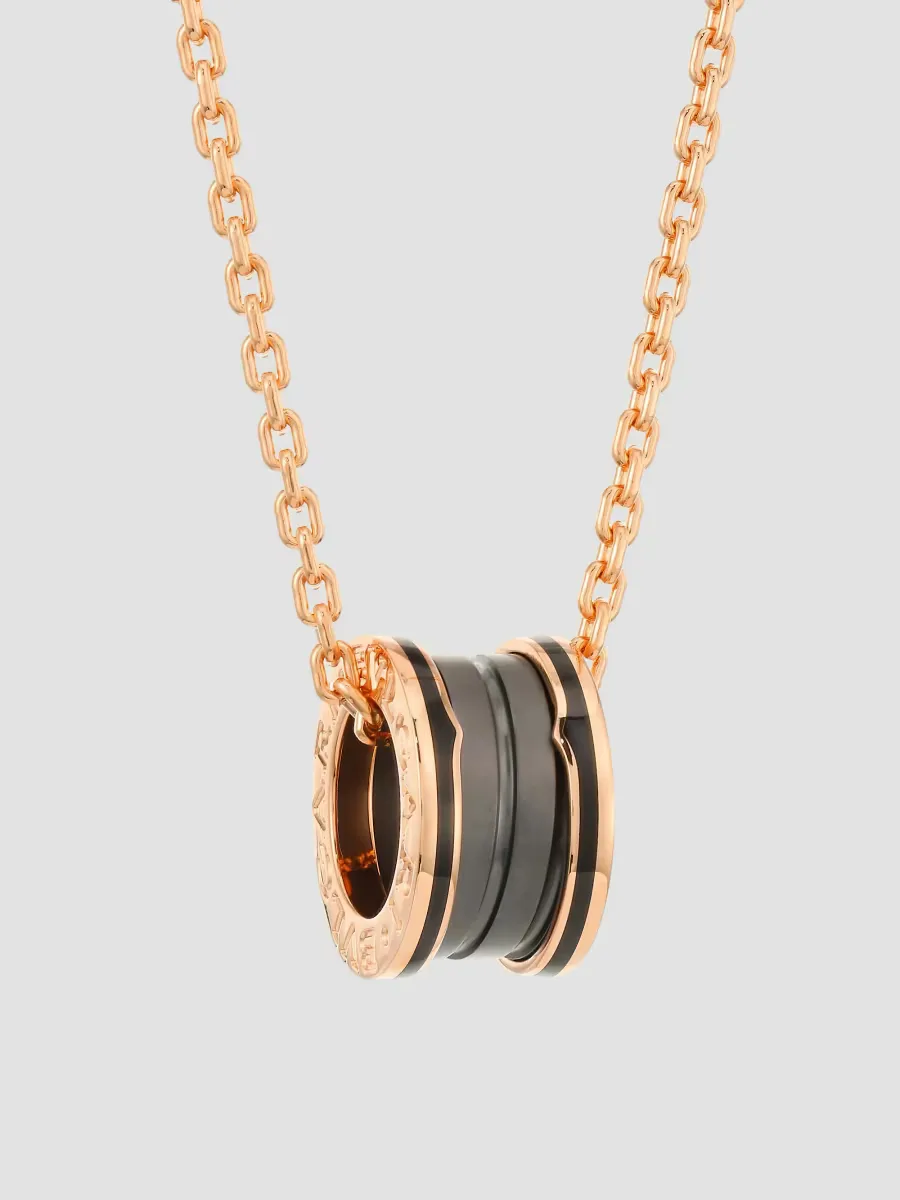 B. zero1 18K Rose Gold & Black Ceramic Pendant Necklace by BVLGARI