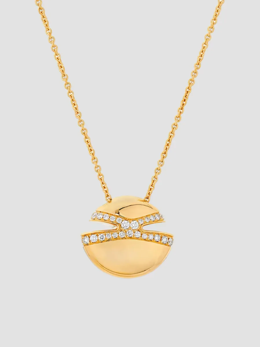 Cabochon 18K Yellow Gold & 0.55 TCW Diamond Pendant Necklace by BVLGARI