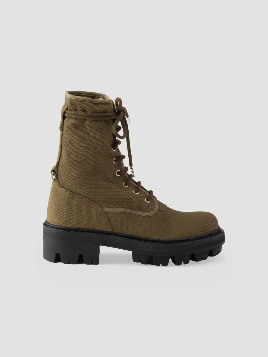 Canvas Lace-Up Ankle Boots
