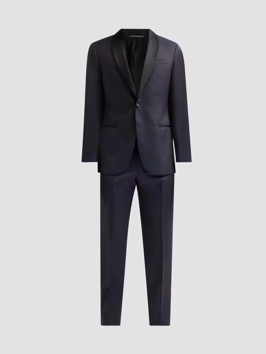 Emporio Armani Woven Satin-Trim Single-Breasted Suit by Armani