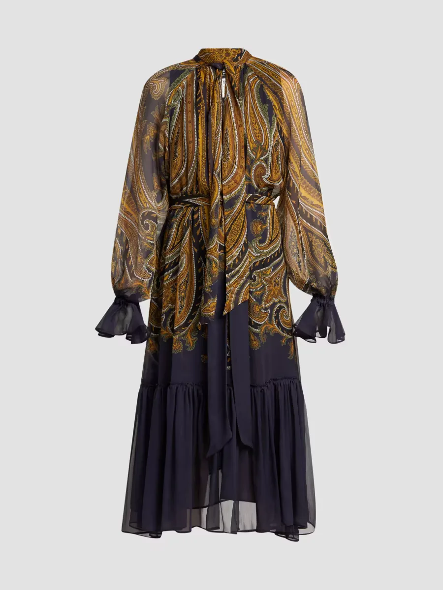 Paisley Silk Tieneck Midi Dress by ETRO