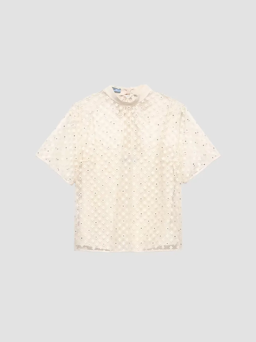 Embroidered Lace Top by Prada