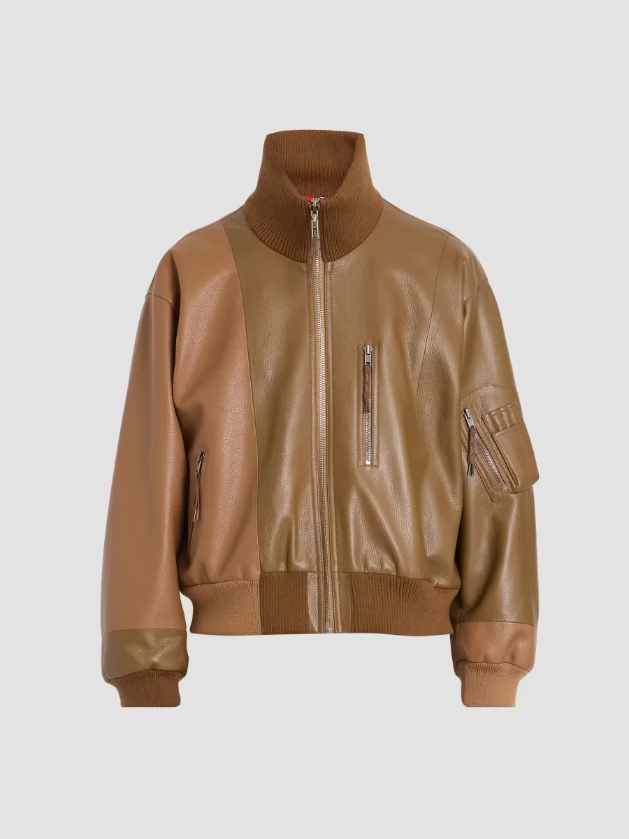 Spliced Leather Bomber Jacket by Maison Margiela