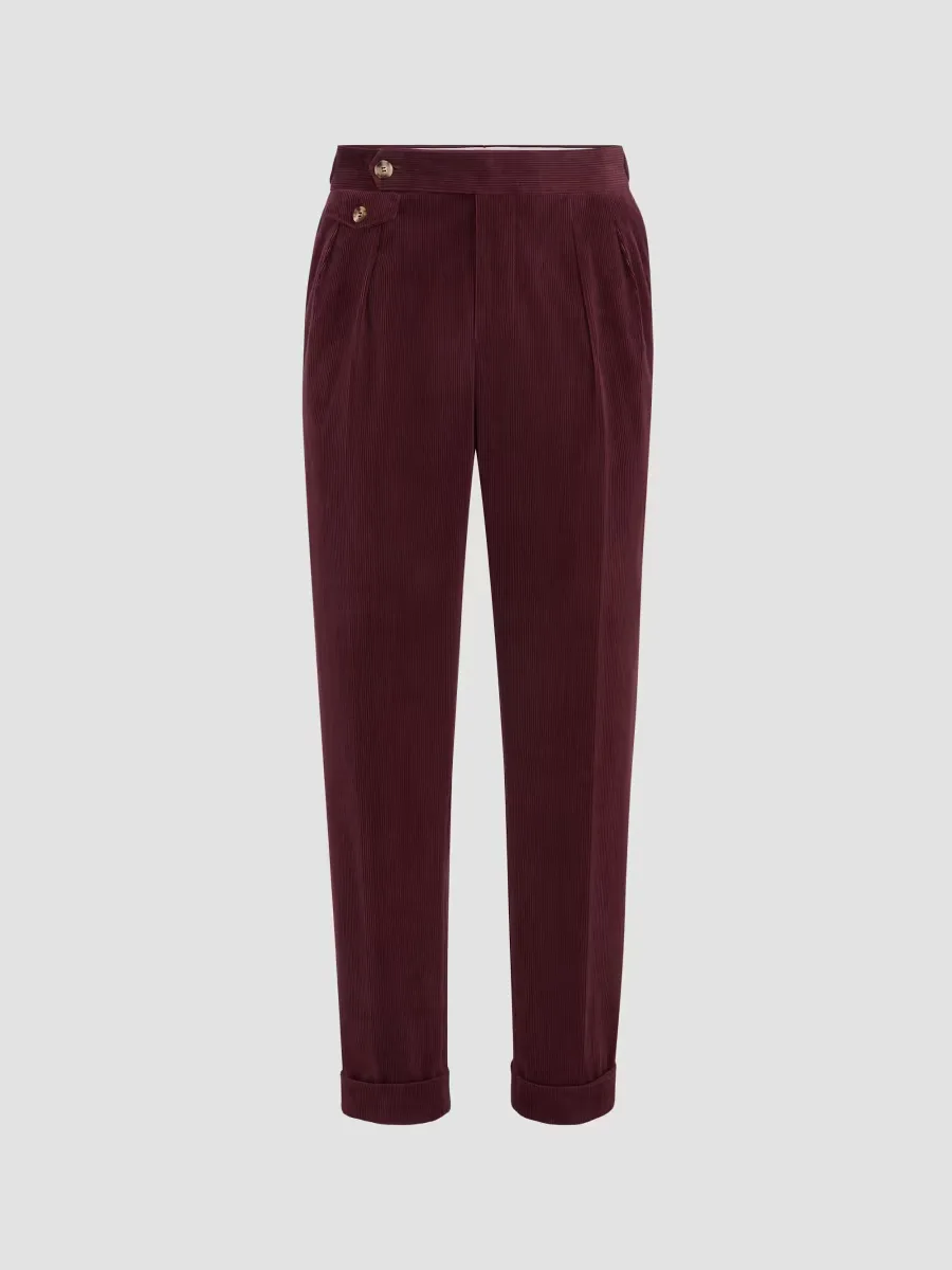 Comfort Cotton and Cashmere Corduroy Trousers with Double Pleats by Brunello Cucinelli