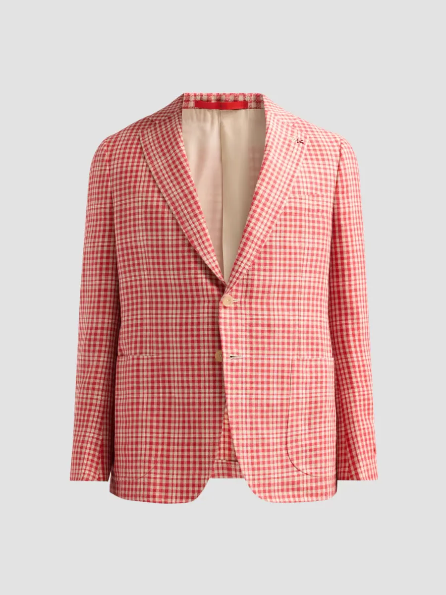 Gingham Linen-Blend Blazer by Isaia