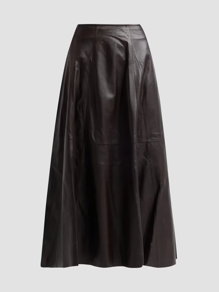 Eleni Leather Midi Skirt by Arma