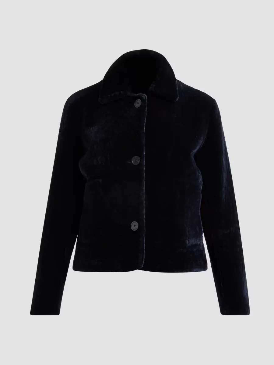 Emy Velvet-Finish Leather Jacket