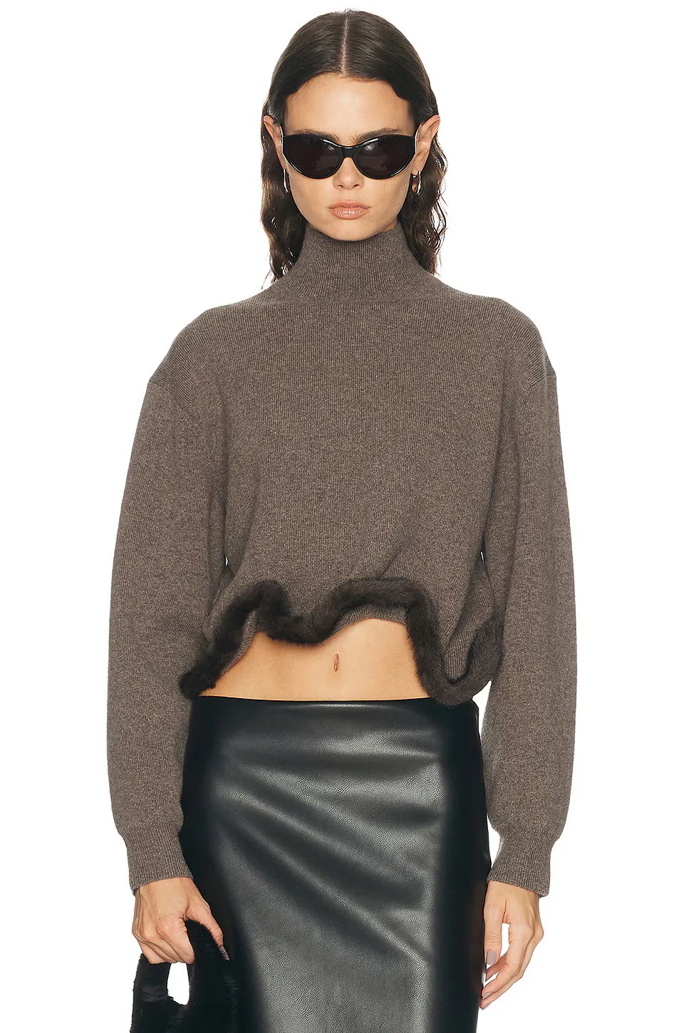 Faux Mink Trimmed Turtleneck Sweater by Alexander Wang