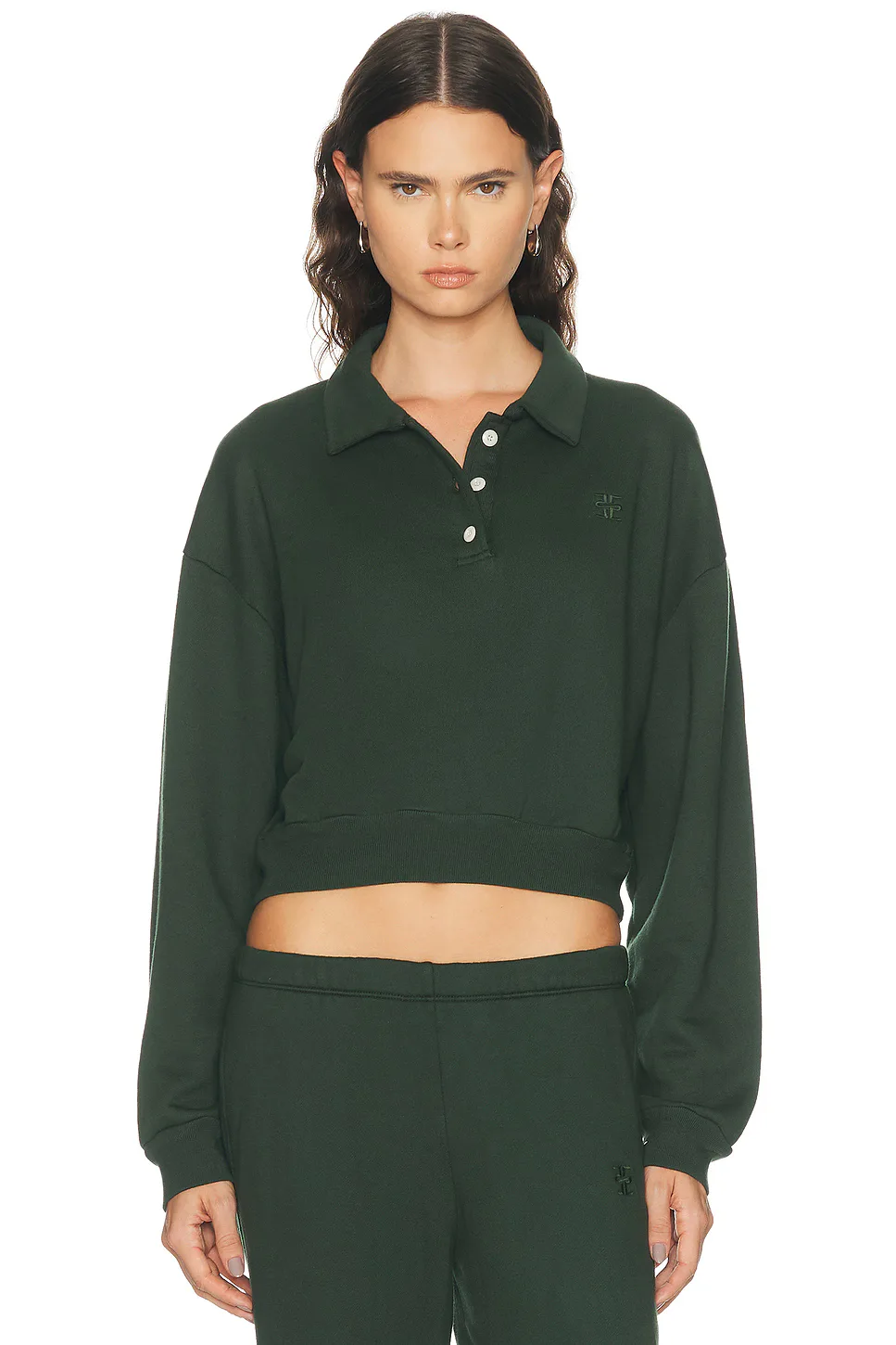 Cropped French Terry Polo Sweatshirt