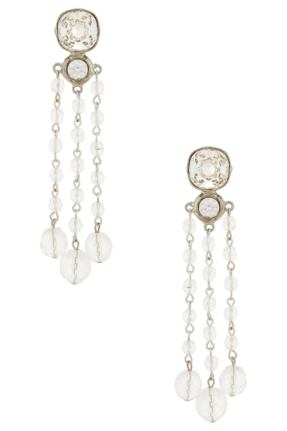Long Glass Fringe Earrings