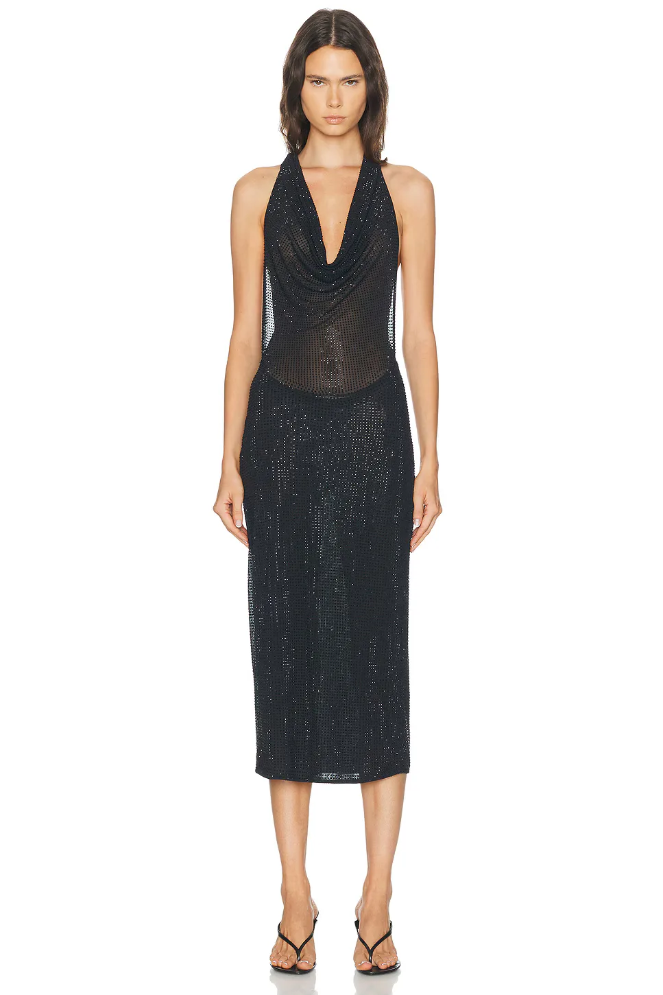 Layered Cowl Neck Hotfix Dress by Haelo