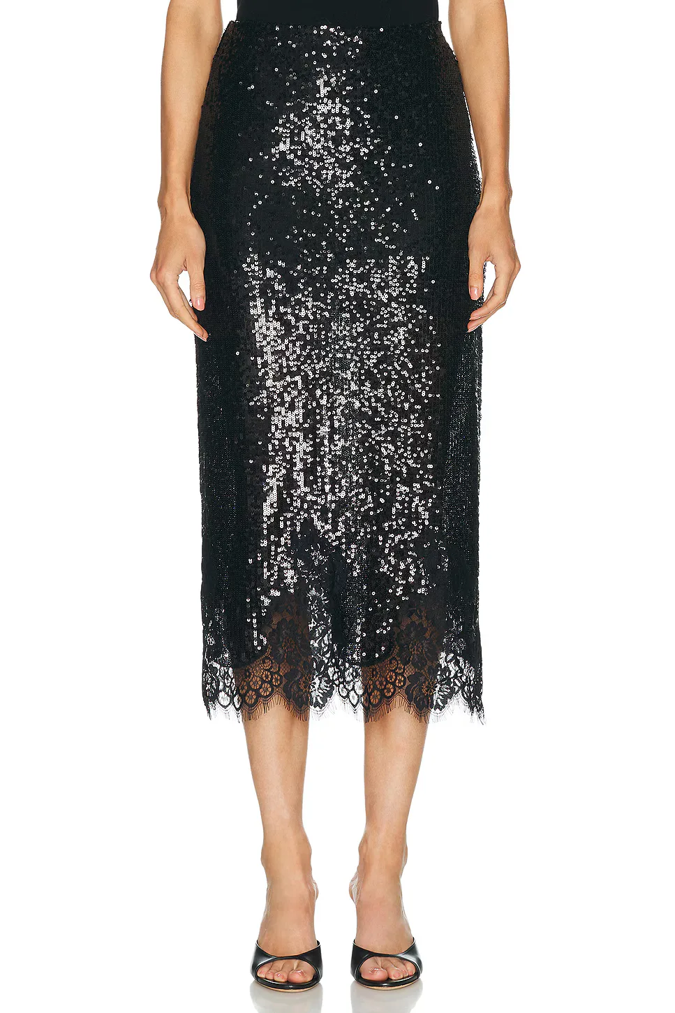Lace Hem Sequin Skirt