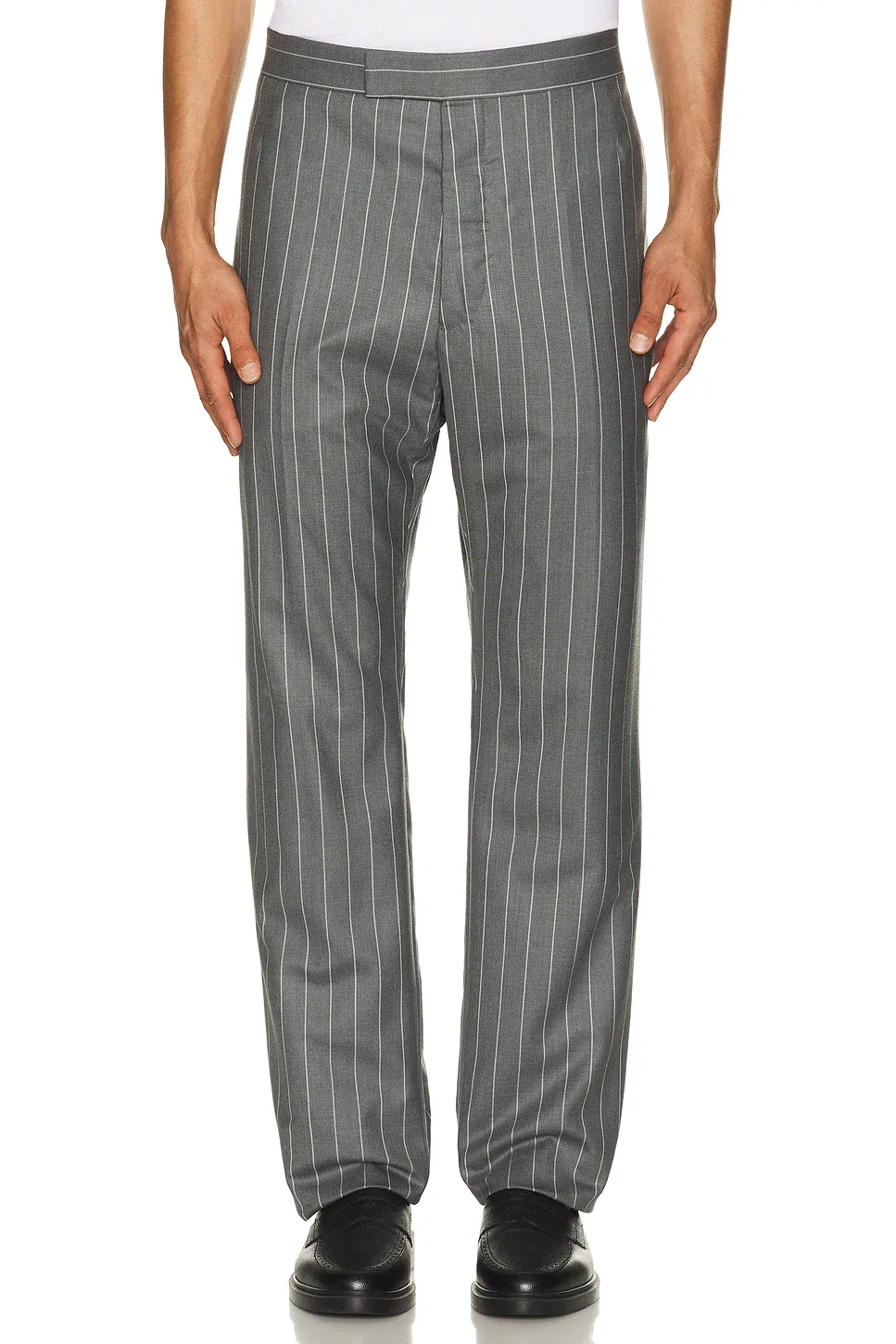 Thom Browne Fit 1 Backstrap Wool Flannel Chalk Stripe Trouser by Thom Browne