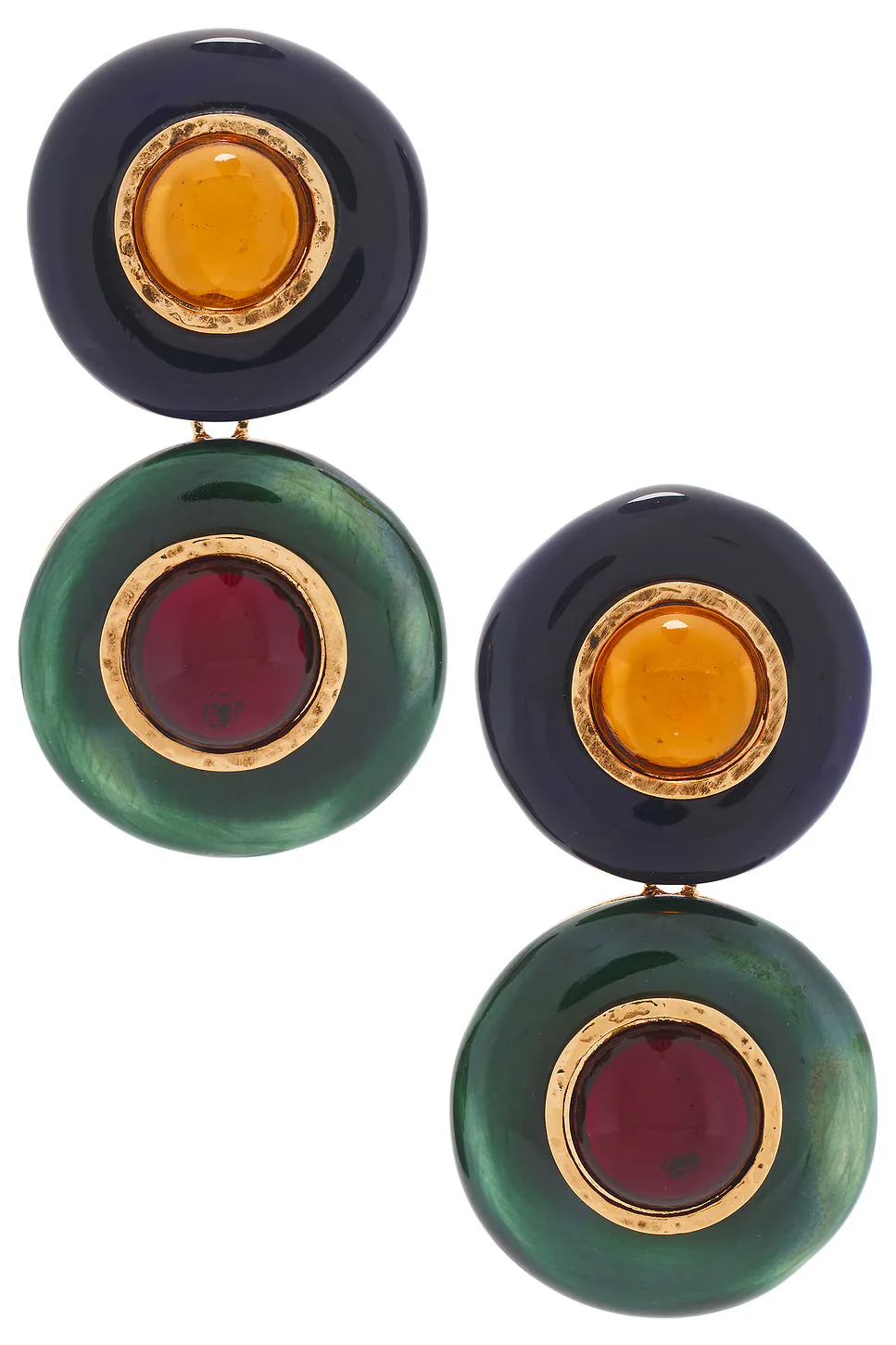 Saint Laurent Gradient Disc & Cabochons Earrings by Saint Laurent