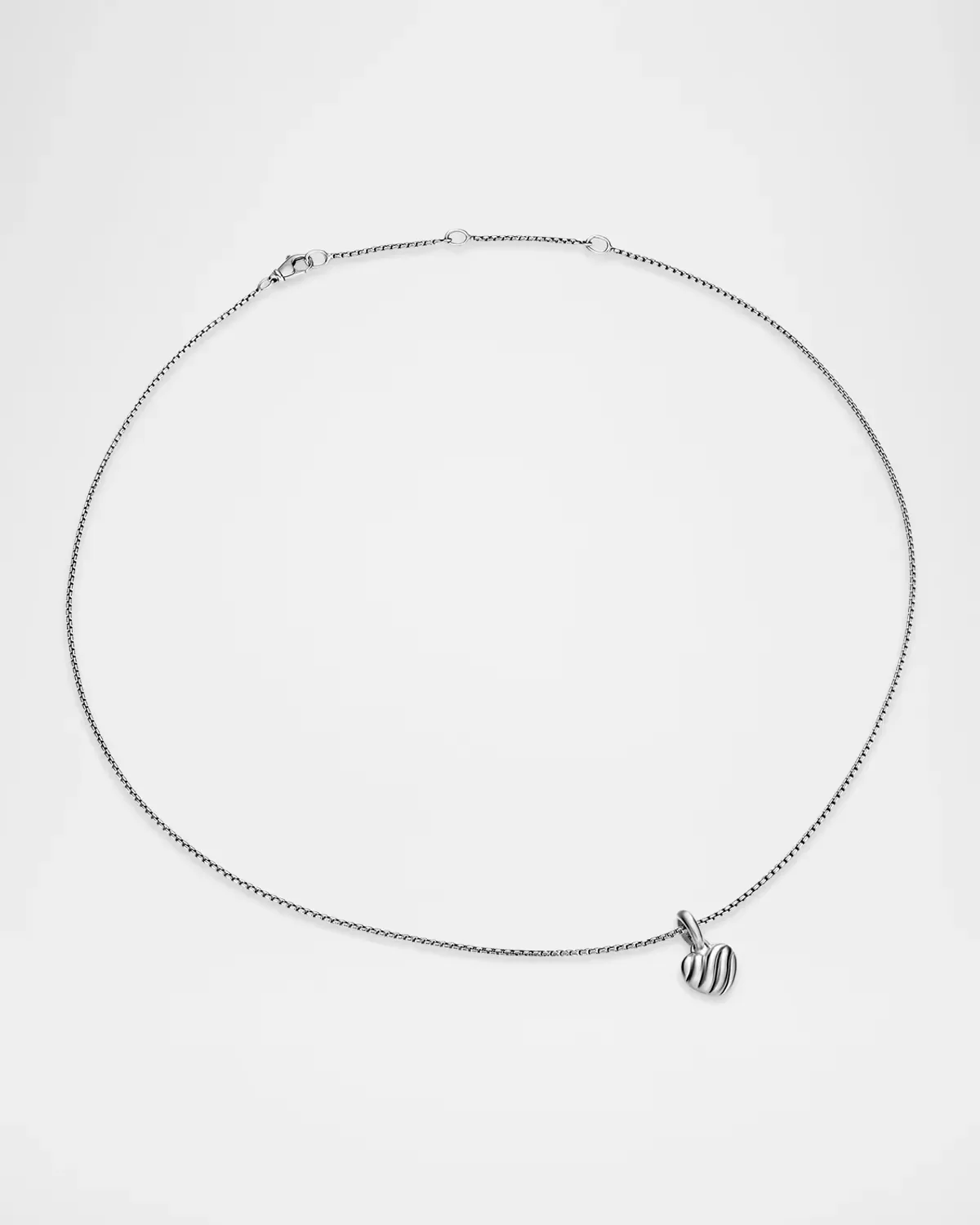 Petite Puffy Cable Heart Necklace in Silver, 7.4mm by David Yurman