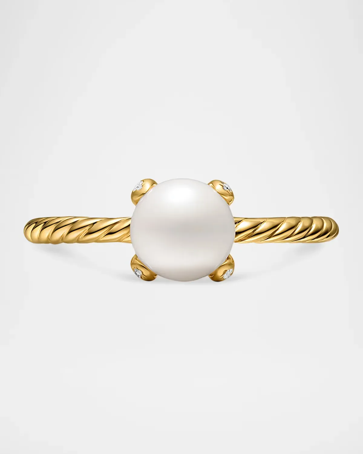 Pearl Classics Ring with Diamonds in 18K Gold, 2mm by David Yurman