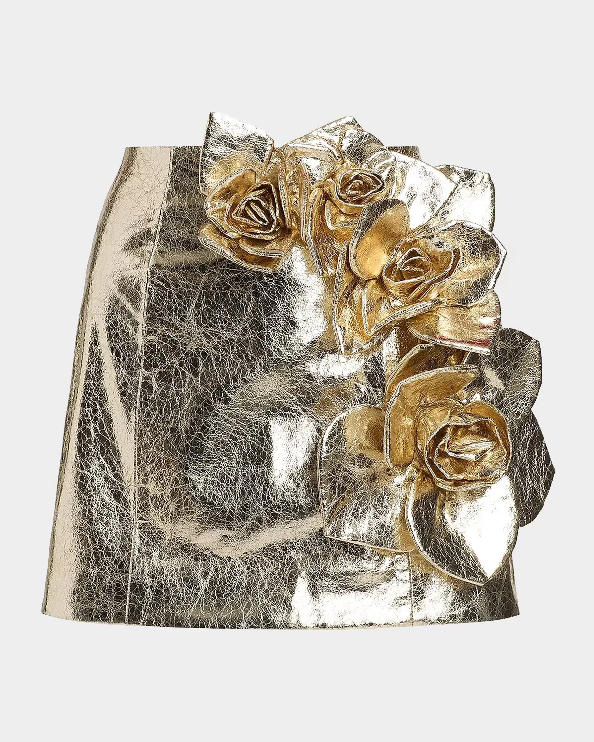 Aksel Metallic Faux Leather Mini Skirt by AKNVAS