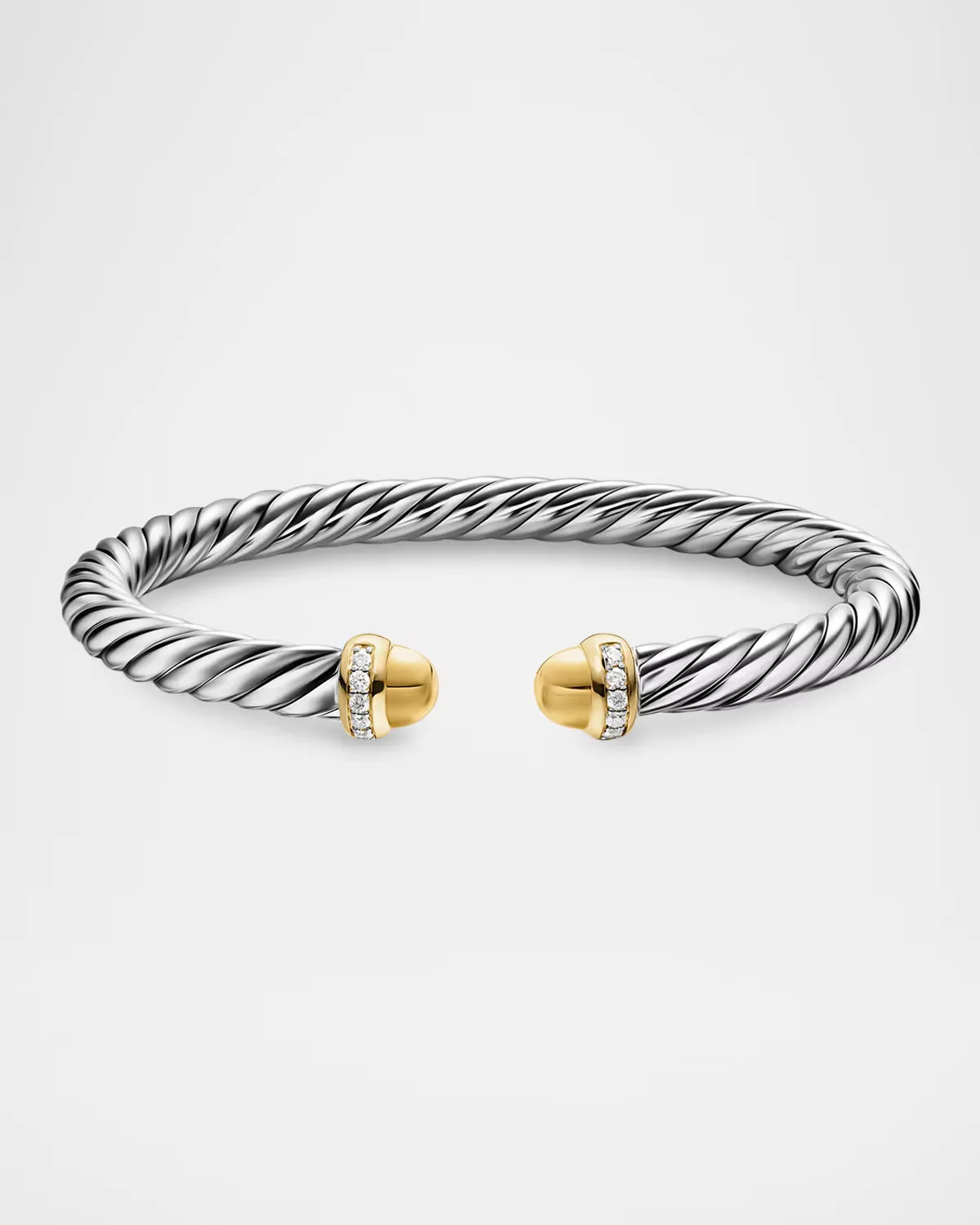 Cable Flex Bracelet with Domes and Diamonds in Silver and 14K Gold, 6mm by David Yurman