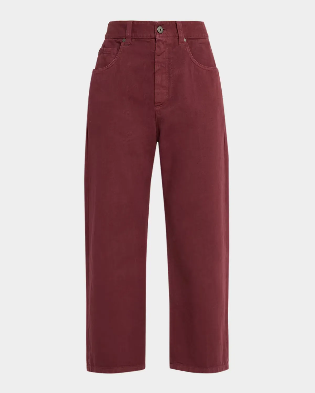 Dyed Cotton-Twill Relaxed-Leg Ankle Pants by Brunello Cucinelli