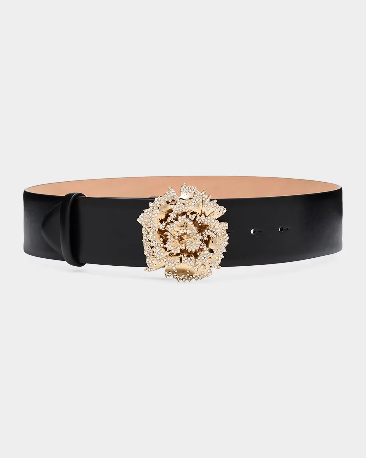 Crystal-Buckle Calf Leather Belt by McQueen