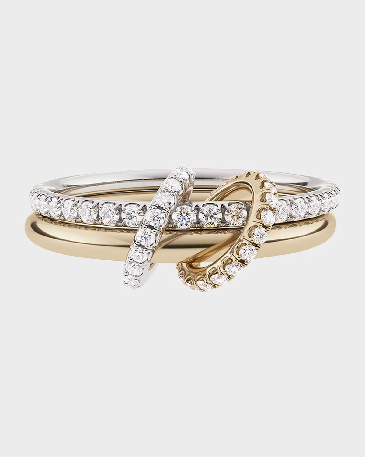 Ceres Gold Two-Linked Ring in 18K Yellow and White Gold with Pave-Set Diamonds by Spinelli Kilcollin