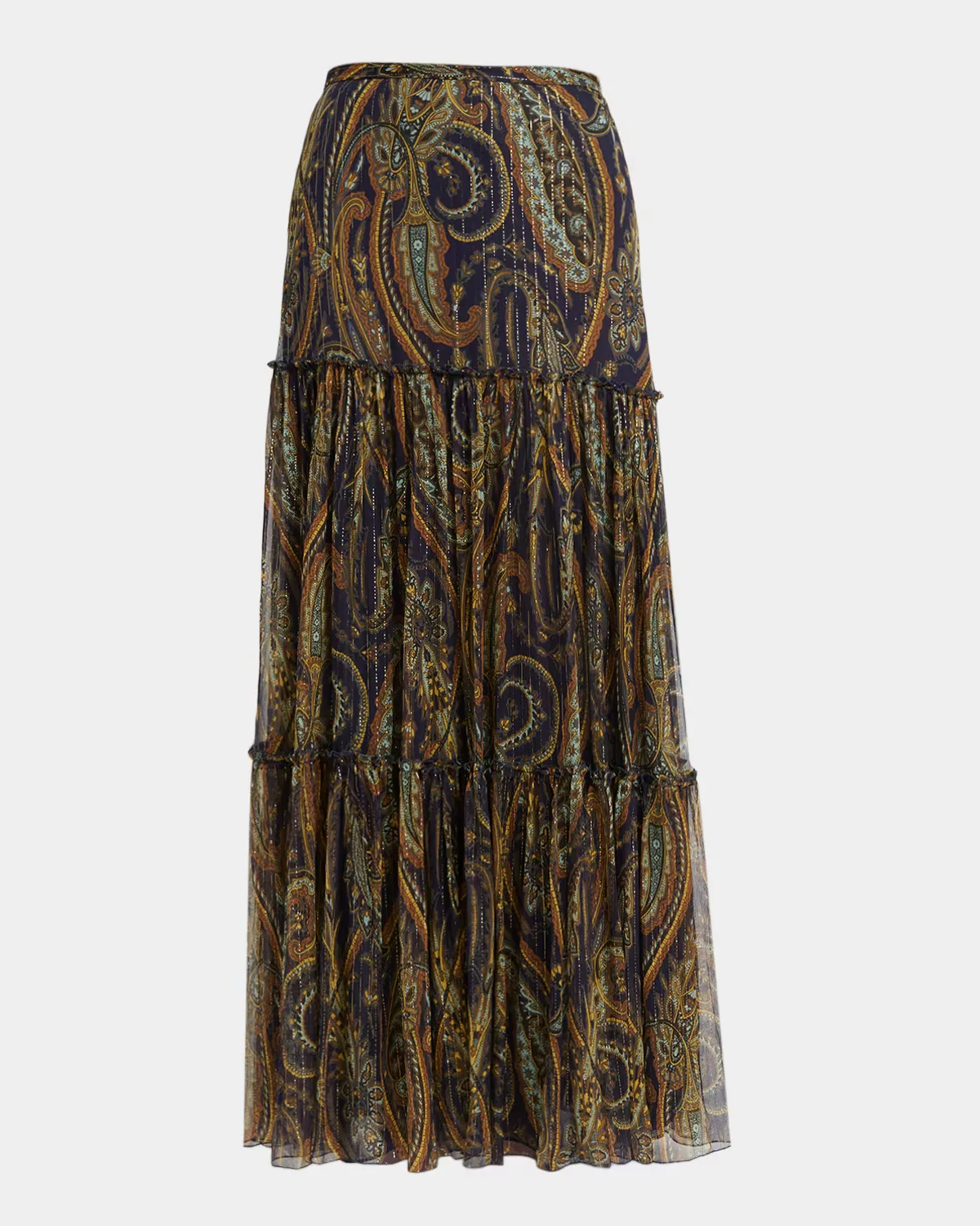 Long Silk Paisley Skirt