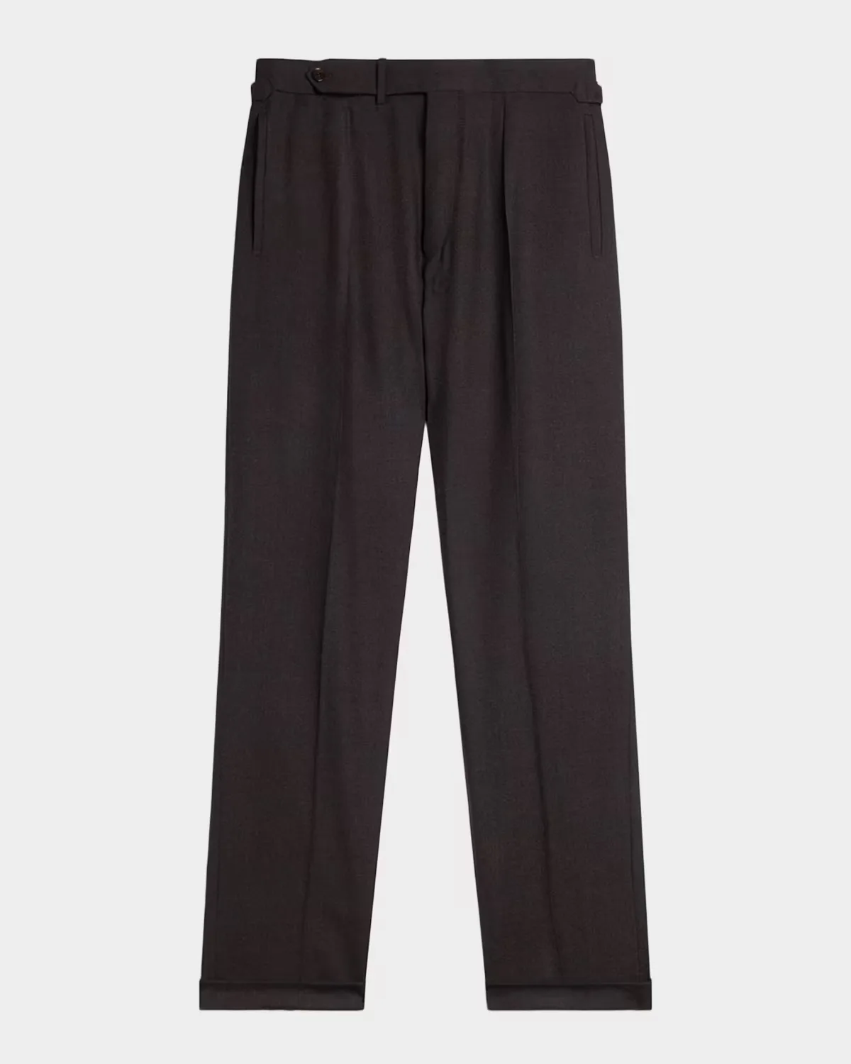Wool Flannel Single-Pleated Trousers