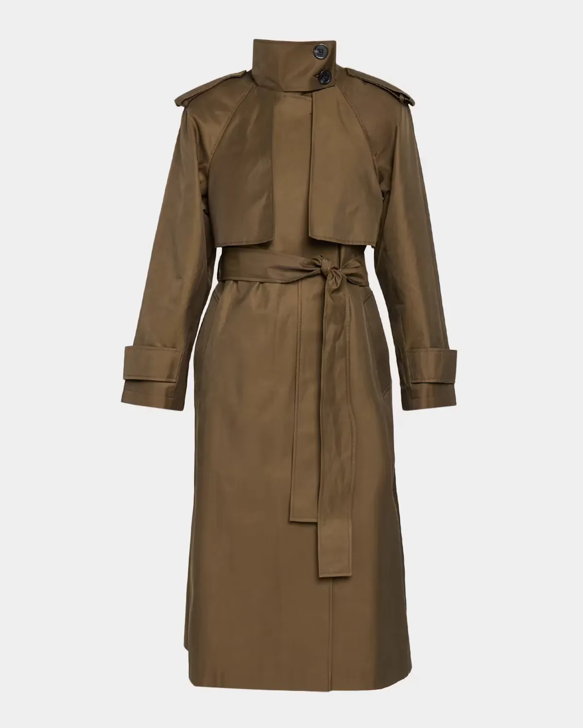 Stand Collar Belted Trench Coat by Mercer Collective