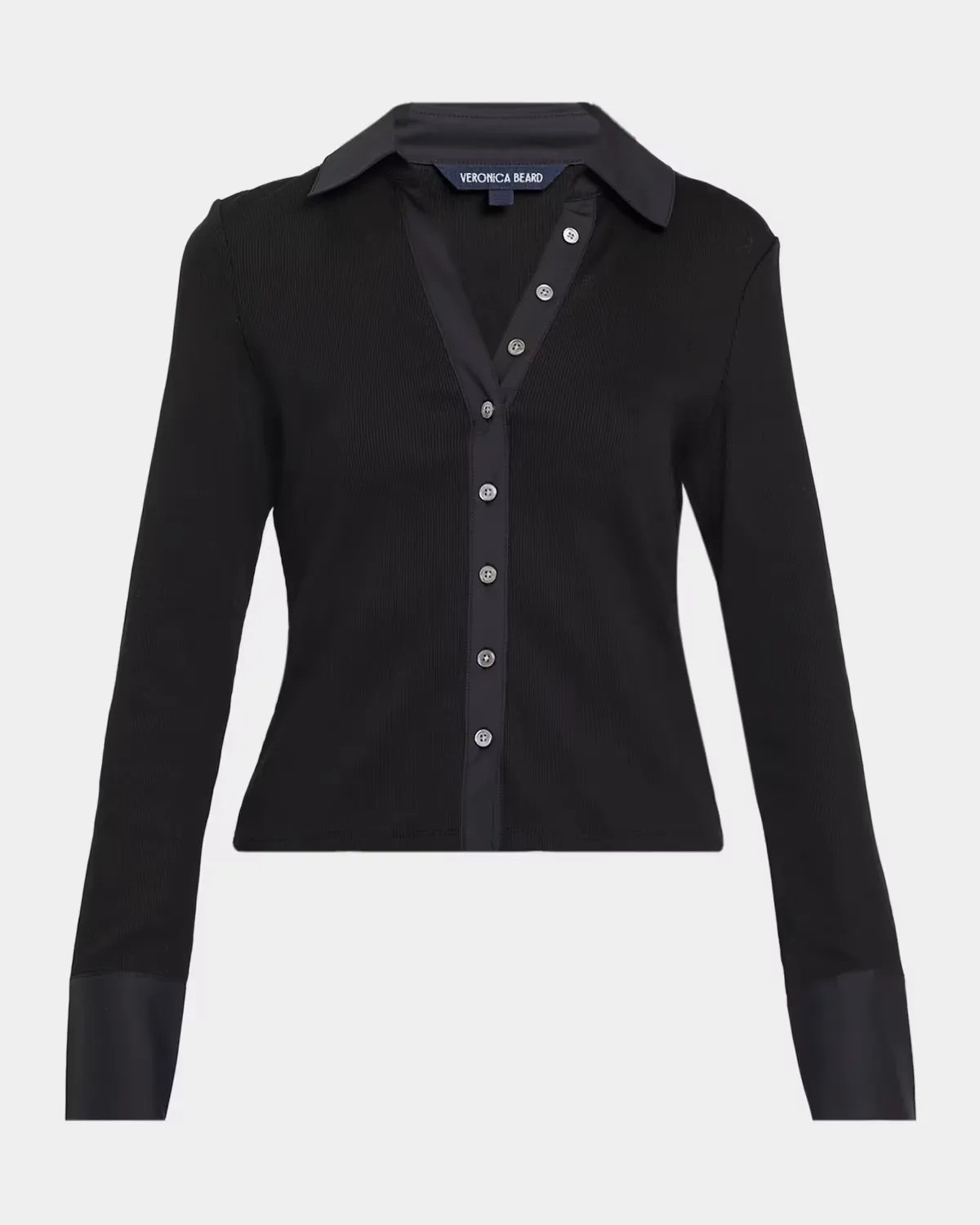 Scottie Long-Sleeve Mixed Media Top by Veronica Beard