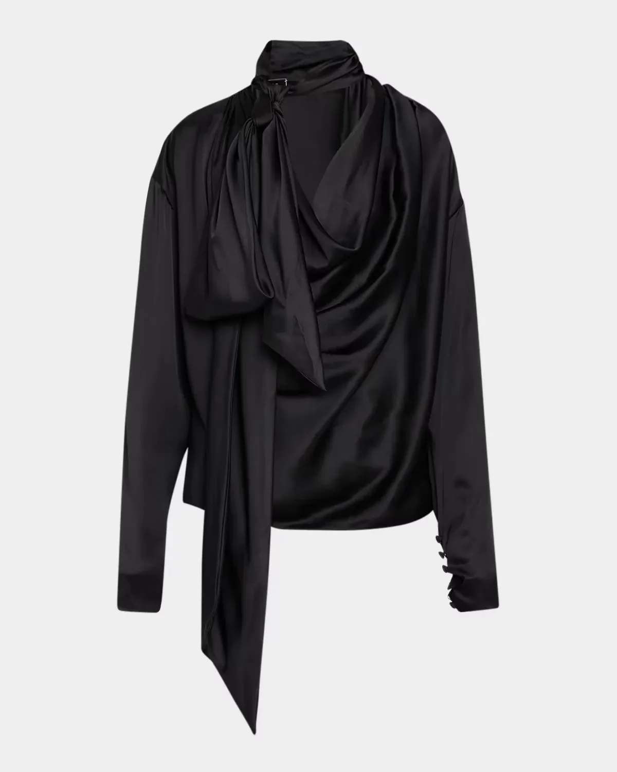 Silk Satin Draped Blouse