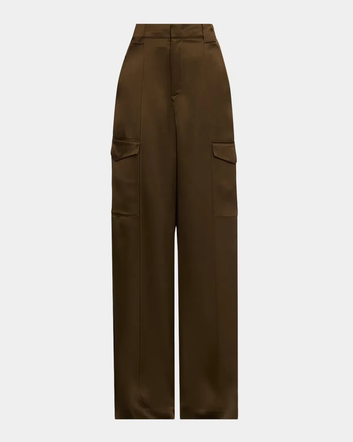 Satin Utility High-Waist Trousers by Vince