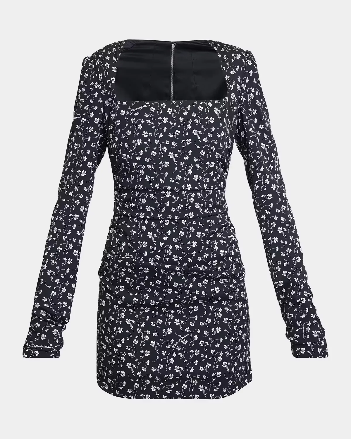 Floral-Print Silk Charmeuse Long-Sleeve Mini Dress by Dolce & Gabbana