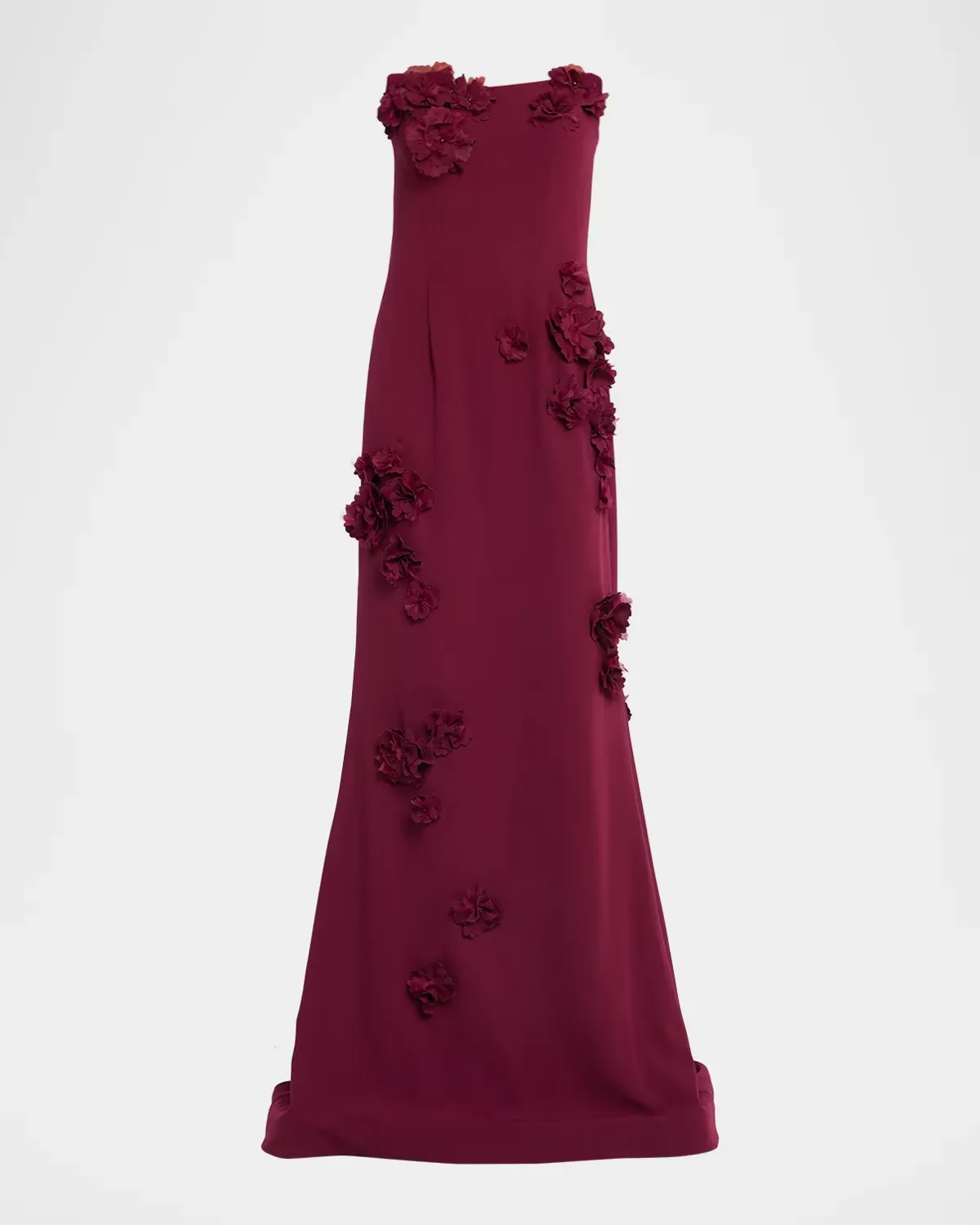 Strapless Floral Applique Trumpet Gown by Rene Ruiz Collection