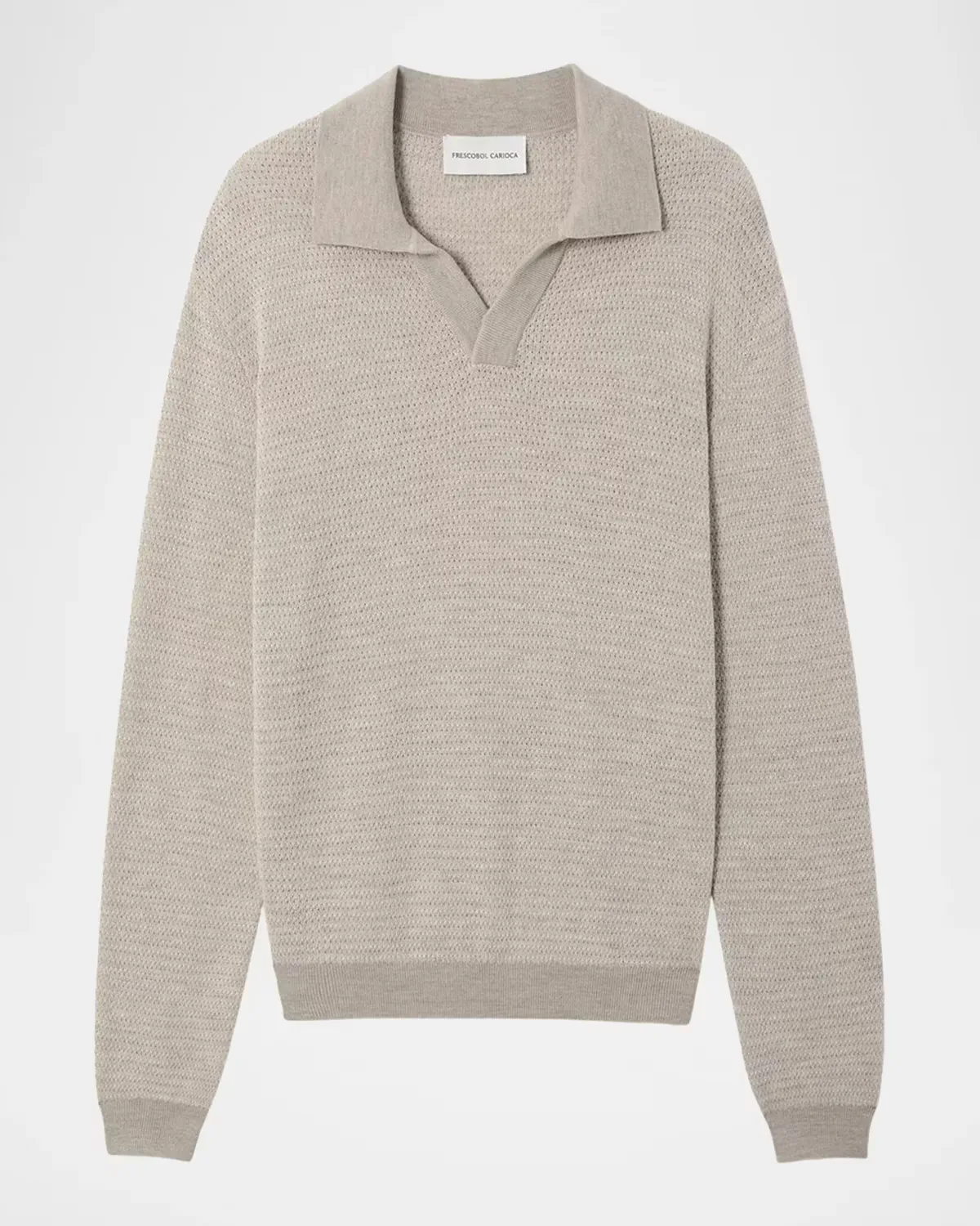 Wool Knit Johnny-Collar Polo Sweater