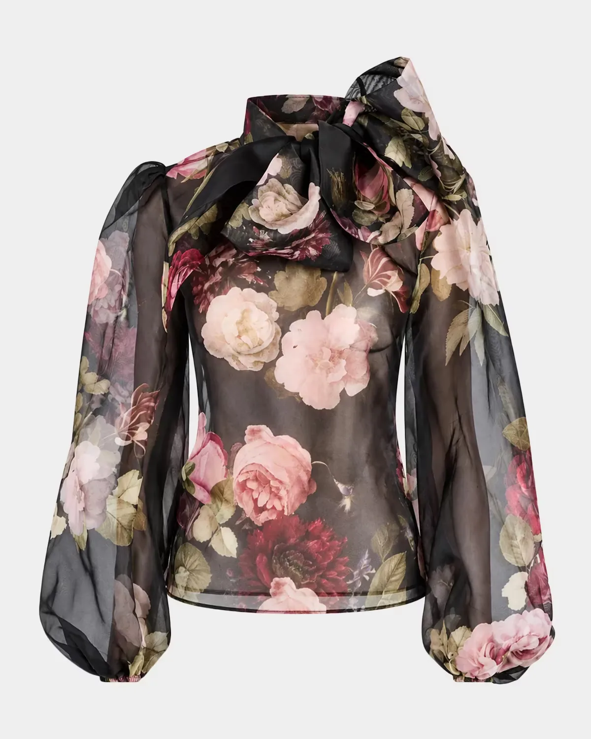 Peregrine Animal Print Silk Tie-Neck Blouse