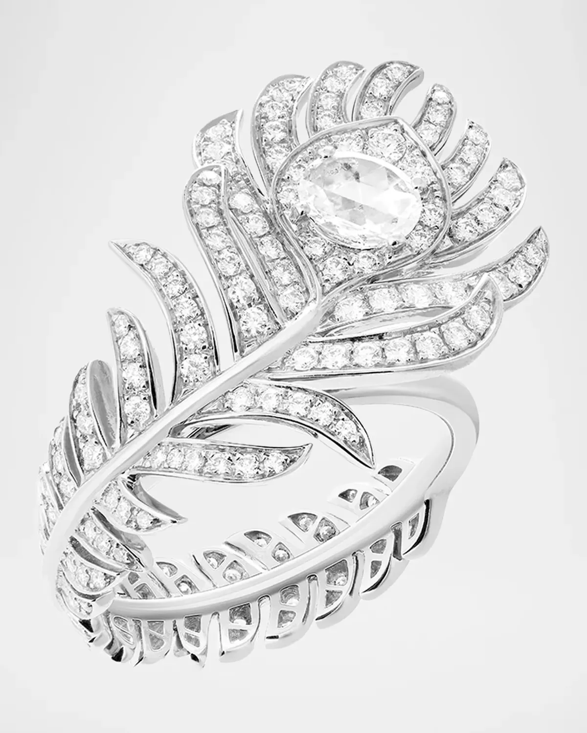 Plume De Paon White Gold Small Diamond Ring by Boucheron