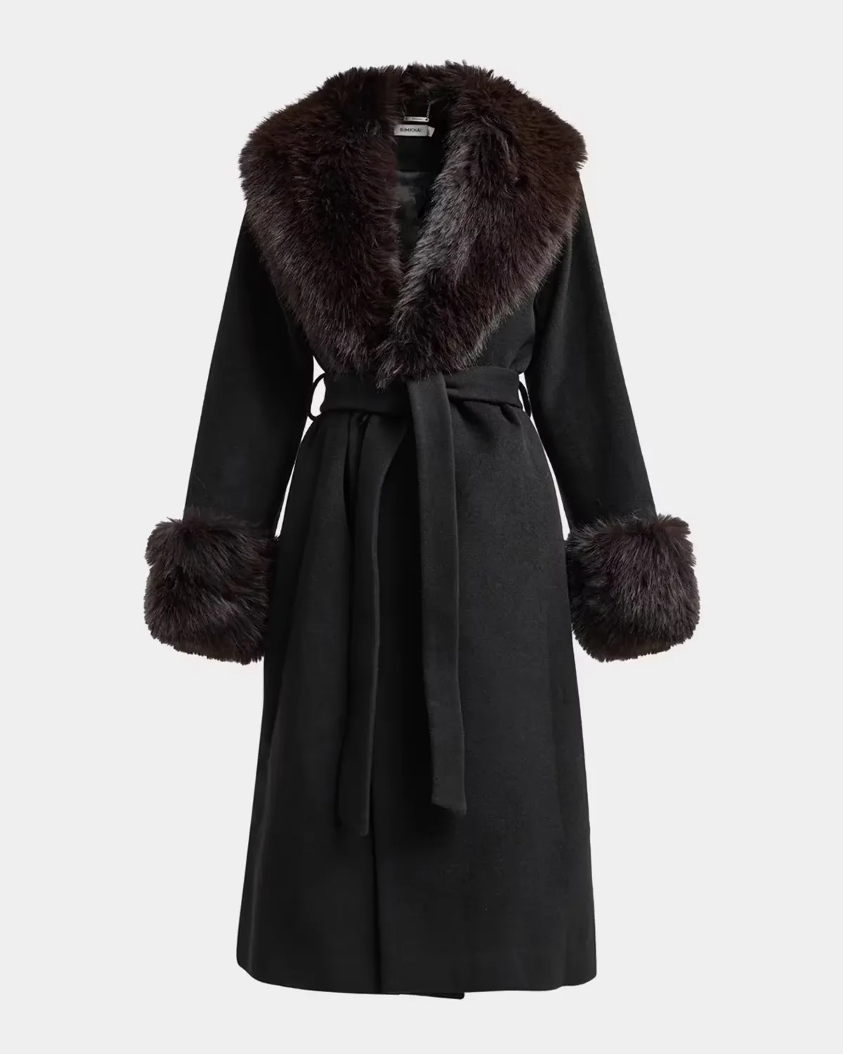Kinsley Faux-Fur Belted Long Coat by SIMKHAI