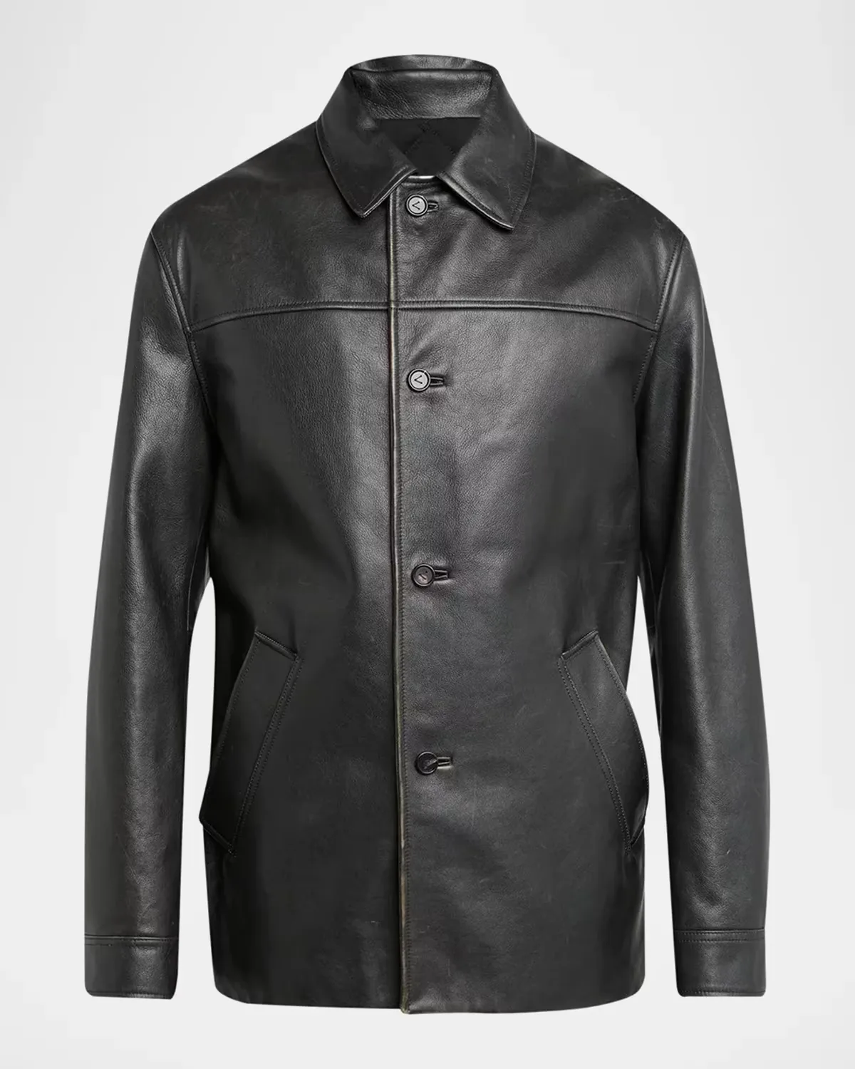 Vintage Taurus Leather Coat by Bottega Veneta
