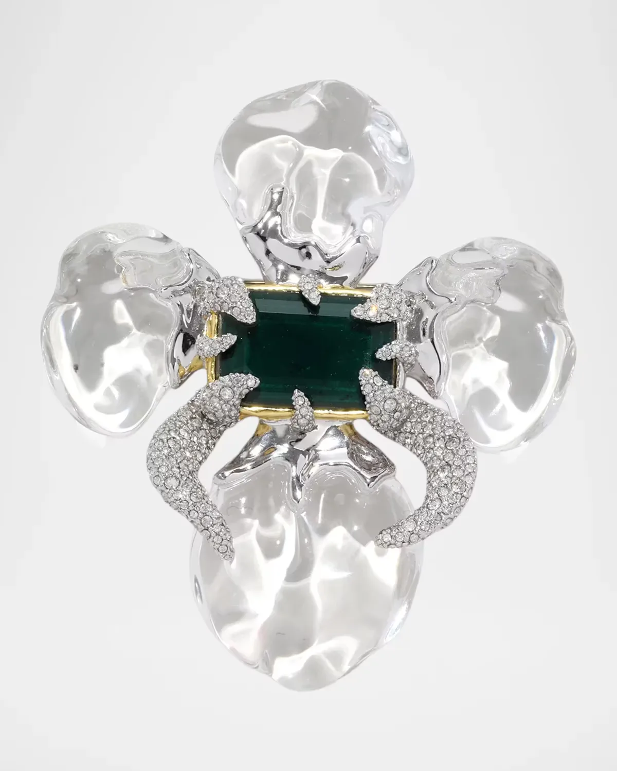 Silverlake 14K Gold-Plated Emerald Brooch by Alexis Bittar
