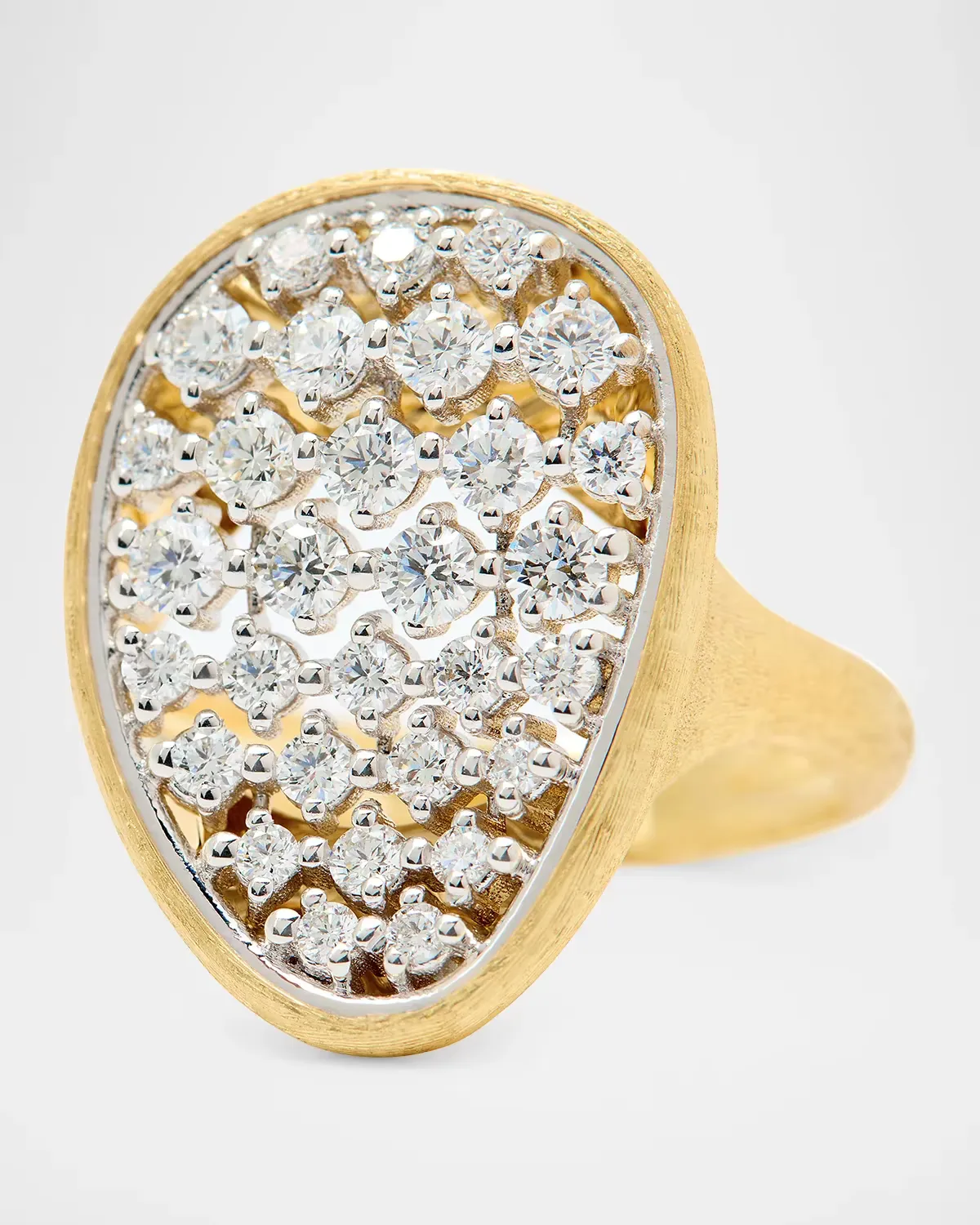 Lunaria Alta 18K Two-Tone Pave Diamond Cocktail Ring, Large by Marco Bicego