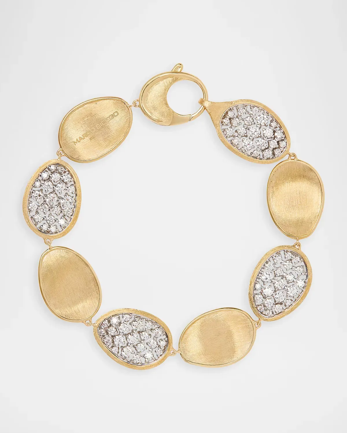 Lunaria Alta 18K Two-Tone Gold Alternating Pav Diamond Bracelet, Medium Leaf by Marco Bicego