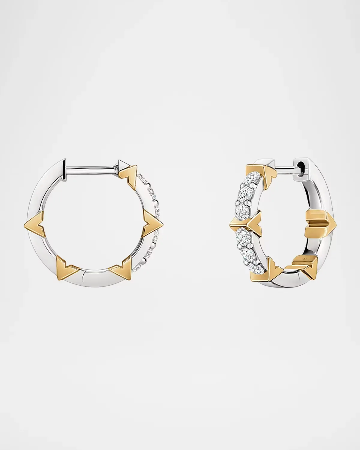 Copley 18K White and Yellow Gold Pave Diamond Hoop Earrings by fire