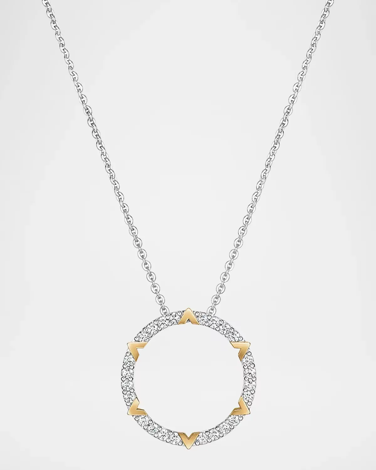 Copley 18K White and Yellow Gold Pave Diamond Pendant Necklace by fire