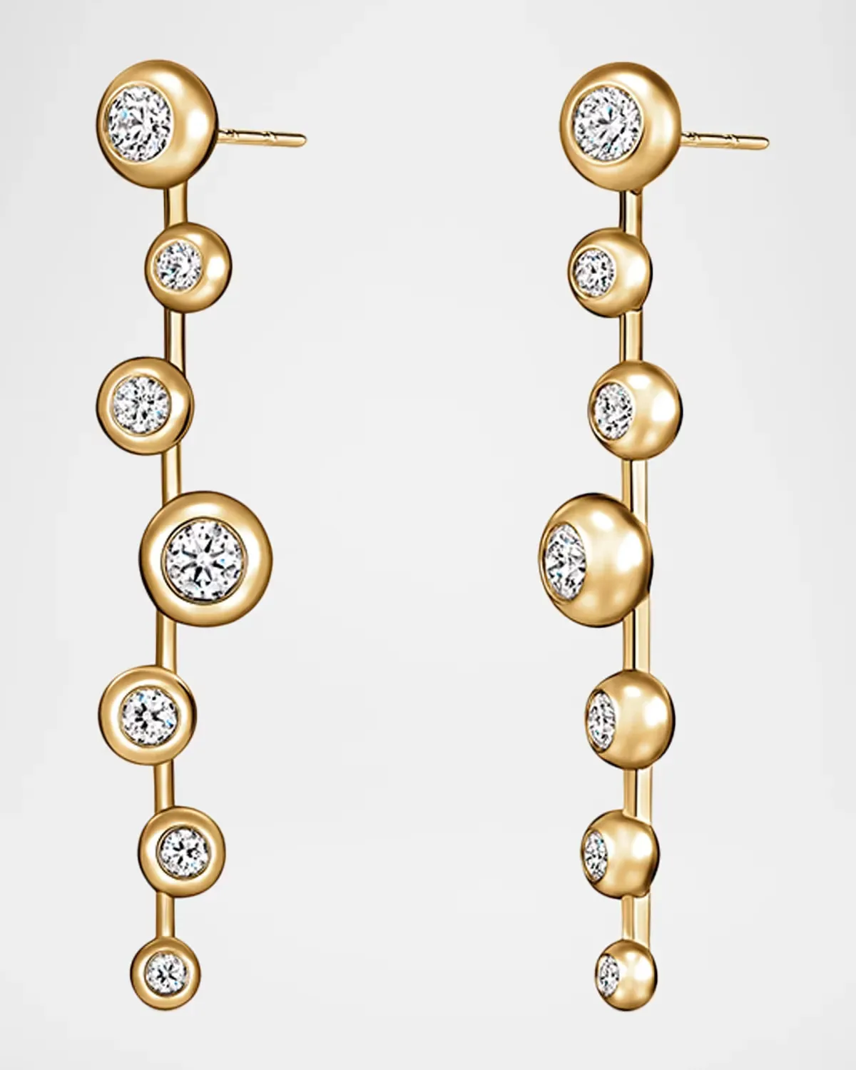 Dream 18K Yellow Gold Floating Diamond Bezel Earrings by fire