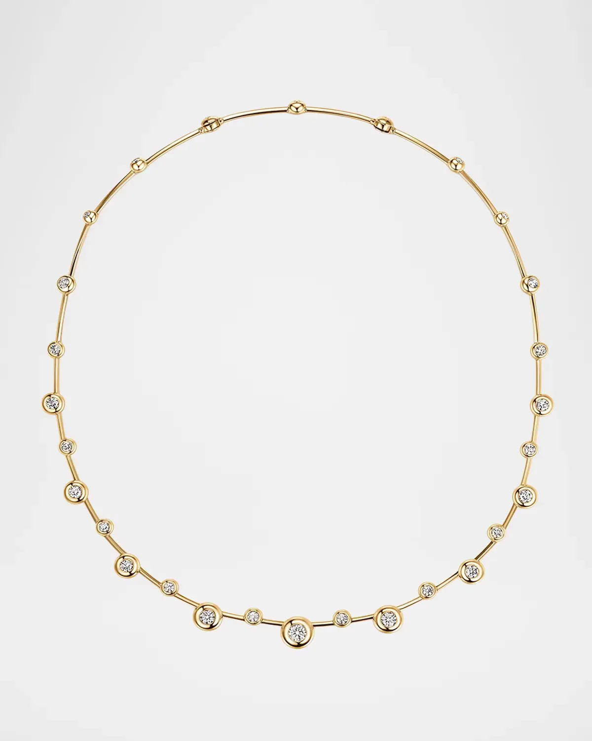 Dream 18K Yellow Gold Floating Diamond Bezel Necklace by fire