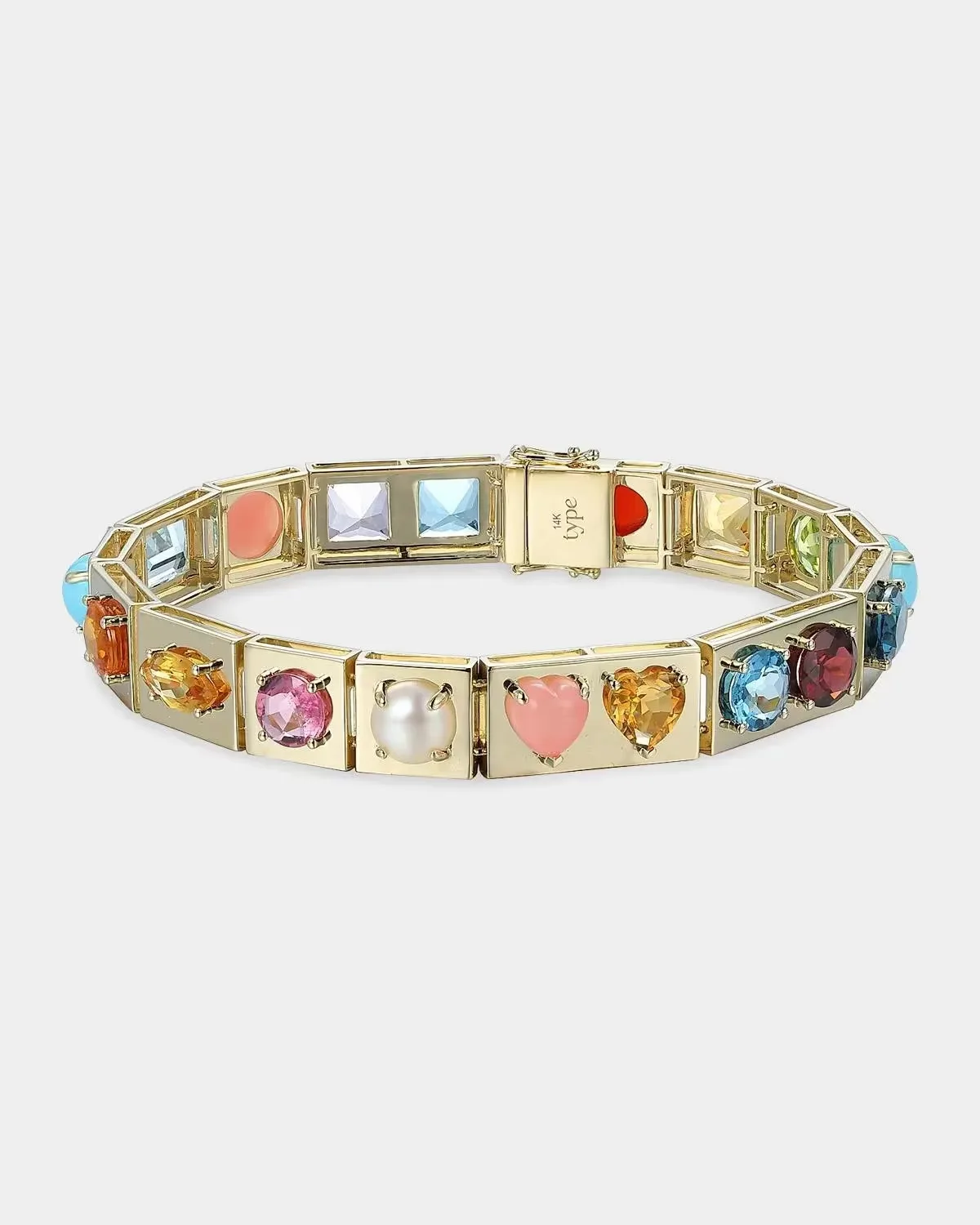 14K Yellow Gold LEGGO XL Multi Stone Bracelet, 6.5L by TYPE JEWELRY