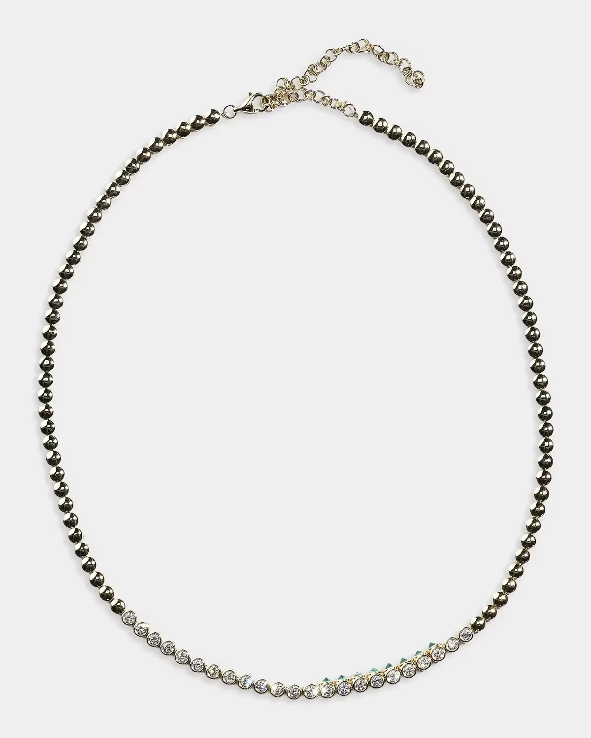 Tubbo Sideway 14K Yellow Gold, Emerald & 1.78 TCW Diamond Tennis Necklace