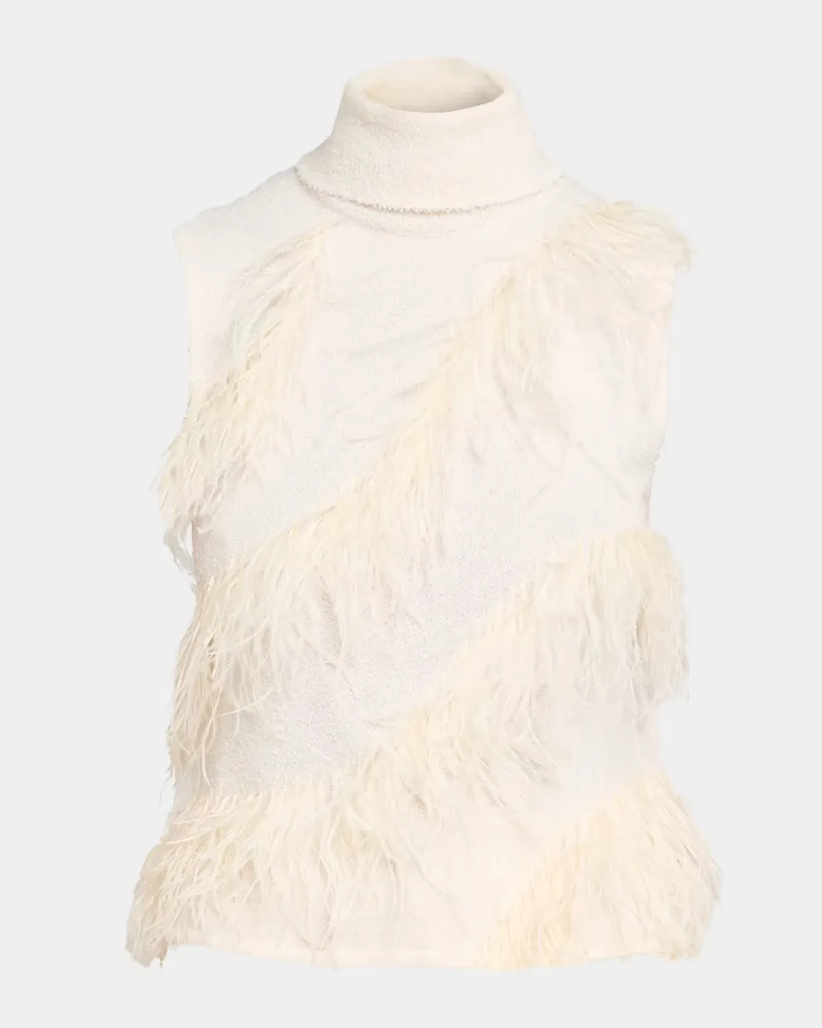 Elinor Sleeveless Feather Turtleneck Top
