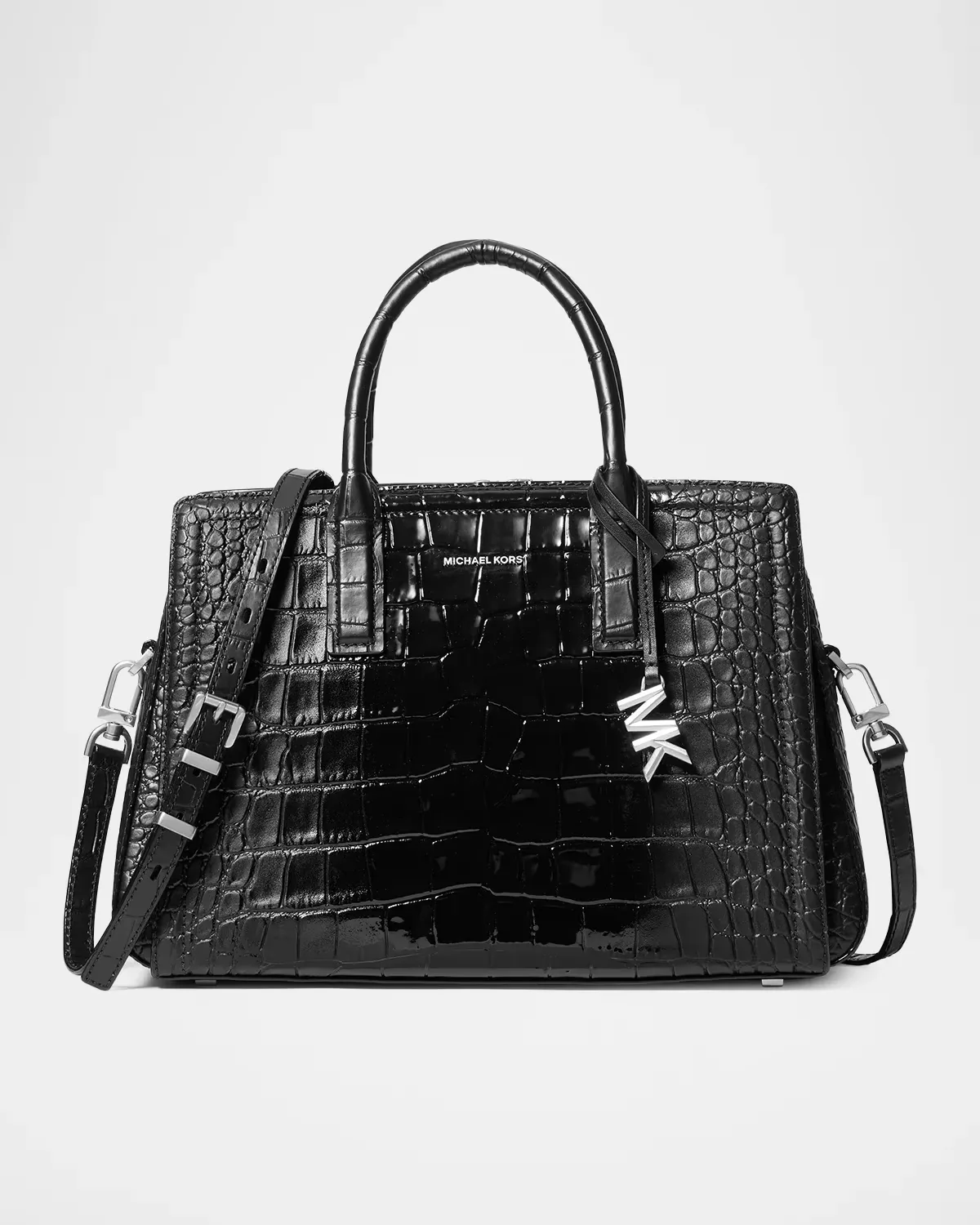 Laila Medium Croc-Embossed Leather Satchel Bag by MICHAEL Michael Kors