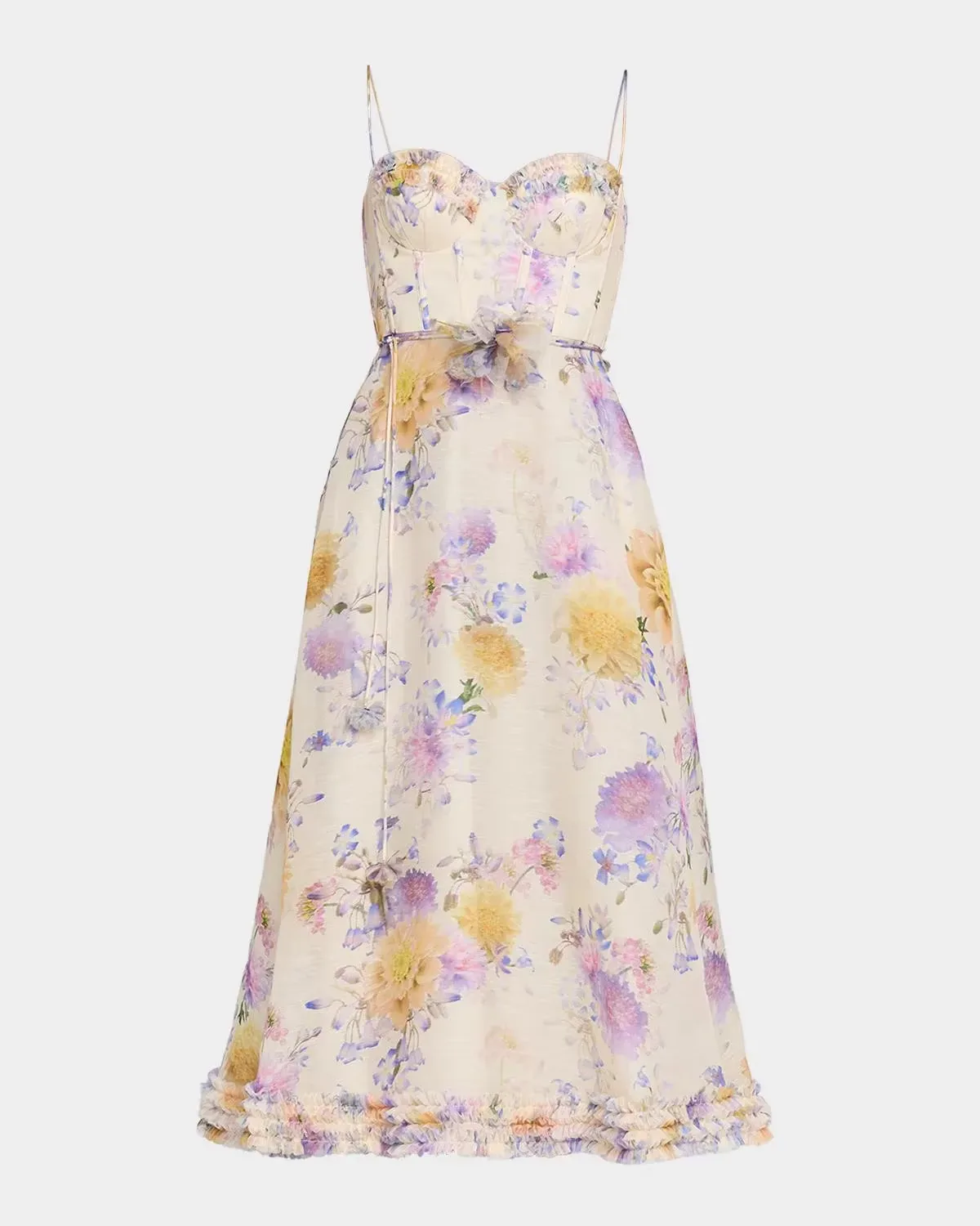 Kindred Spirit Luna Floral Linen Ruffle Midi Dress by Zimmermann